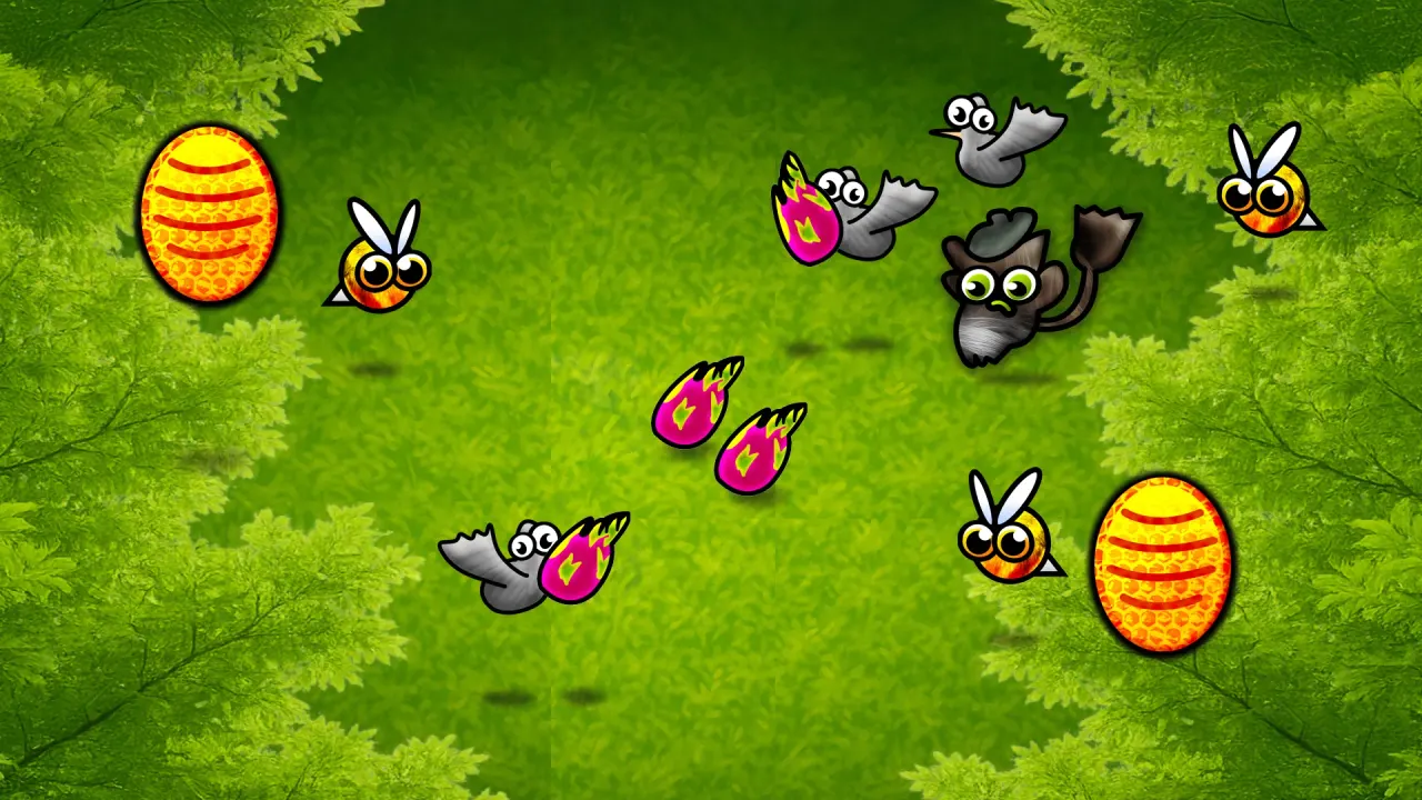 Bos – voorbeeld in de game van de kaart Bos in Monkey Wave