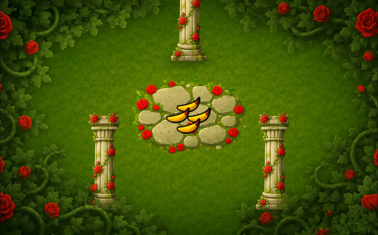 Rose Ruins – voorbeeld in de game van de kaart Ruïnes in Monkey Wave