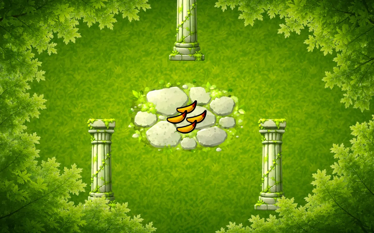 Ruïnes – voorbeeld in de game van de kaart Ruïnes in Monkey Wave
