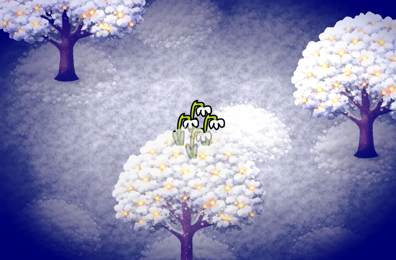 Wintervallei – voorbeeld in de game van de kaart Lentevallei in Monkey Wave